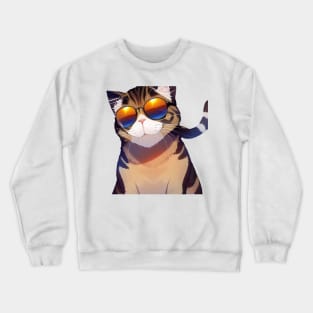 Meme Cat Wearing Sunglasses Crewneck Sweatshirt